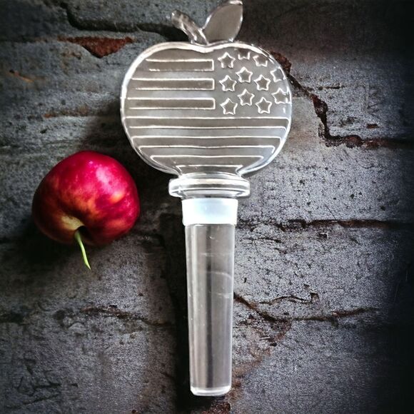 Mikasa Patriotic Crystal Wine Bottle Stopper Apple Stars & Stripes American Flag - Picture 12 of 14